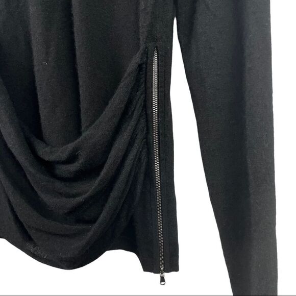 Derek Lam Black Sasha Cashmere and Silk Ruched Front Sweater Size M - Picture 6 of 7